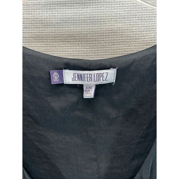 Jennifer Lopez JLO Black Flowy Peplum Blouse Bell Sleeve XXL Dark Romantic - Picture 4 of 10